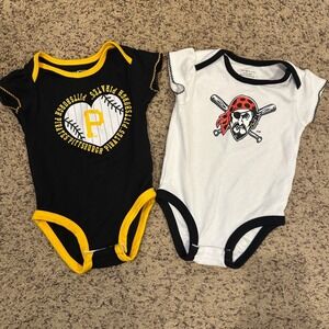 Pittsburgh Pirates Baby Onesie Set 12M Black White Genuine Merchandise